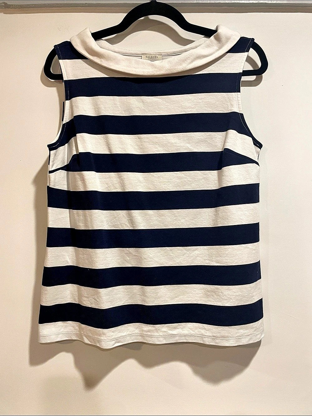 Nautical Talbots Striped boat, neck Tank Top in Blue & White Size Large coastal